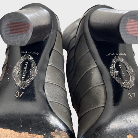 Elie Tahari Gray Wrap Edgy Heels Round Toe Boots Tall Women's Size 6.5 - Picture 14 of 16